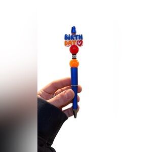 Birthday Custom Beaded Pen - Comes With One Pen Refill Extra - Handmade